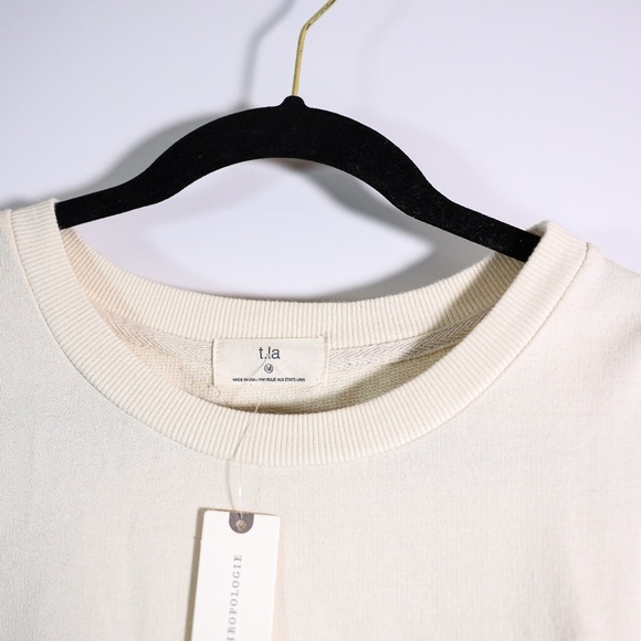 NEW Anthropologie T. LA Cotton Terry Lined Tiered Pullover Mini Sweater Dress M - Picture 2 of 4